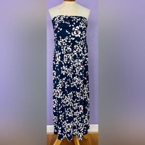 Lane Bryant Convertible Midi Blue Floral Strapless Dress Size 18/20